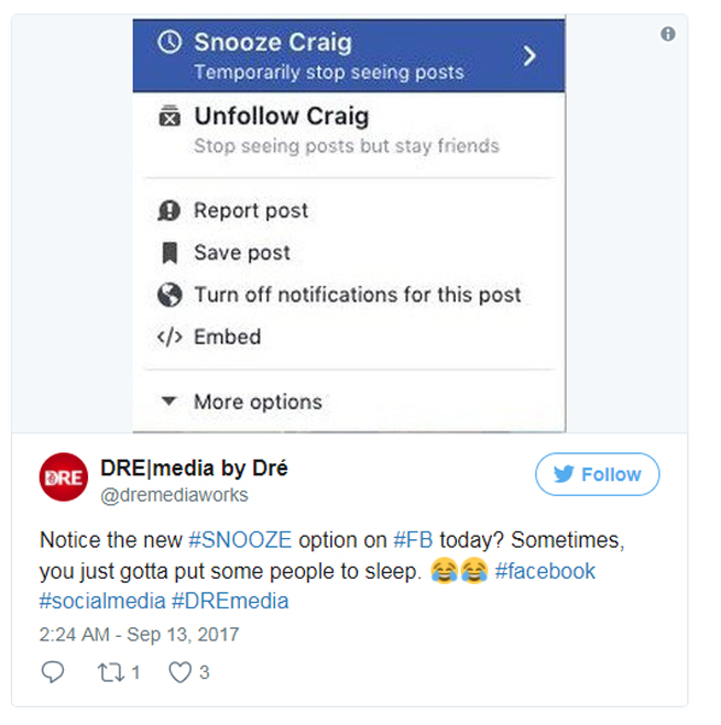 Facebook snooz