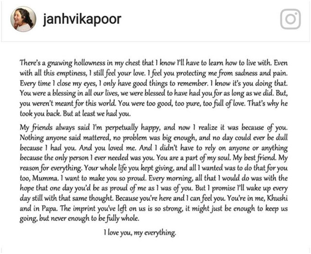 Jhanvi kapoor letter