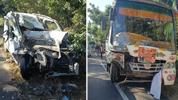 Car collided with bus