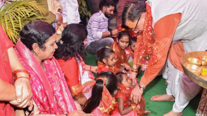 CM Dhami did Kanya Puja