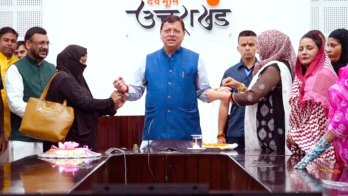 Women tied Raksha sutra to CM Dhami