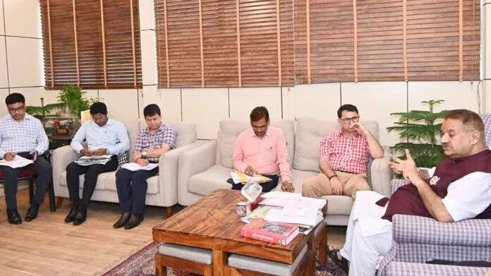 Minister Ganesh Joshi reviewed Apple Mission