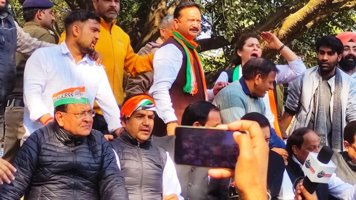 Congress protest against the suspension of MPs