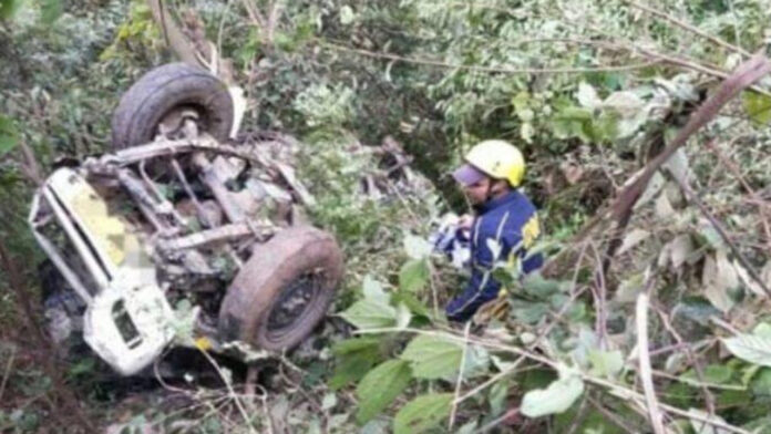 Two people died after their vehicle fell into a ditch